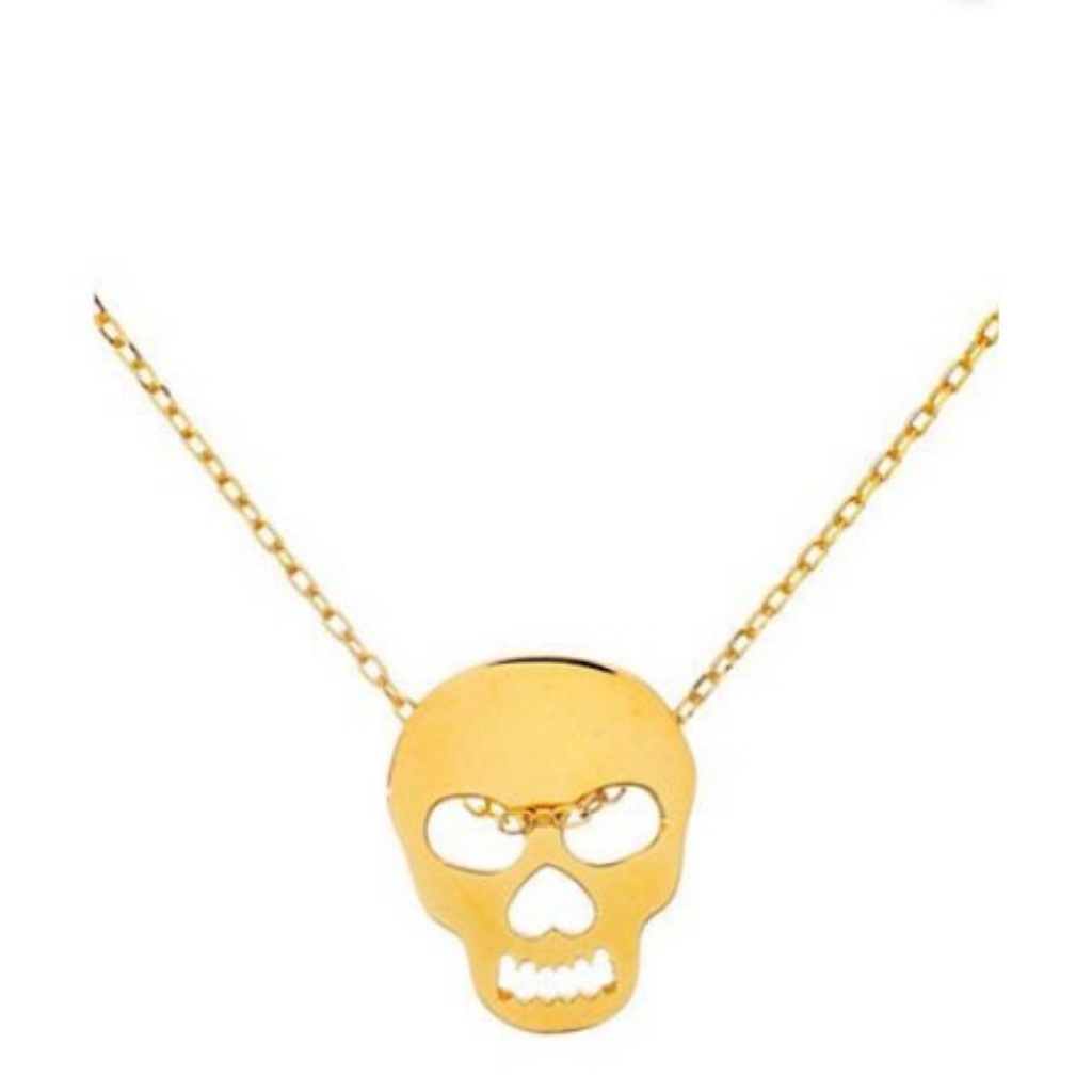 Sterling Silver 18k Gold Skull Pendant Necklace 40$
